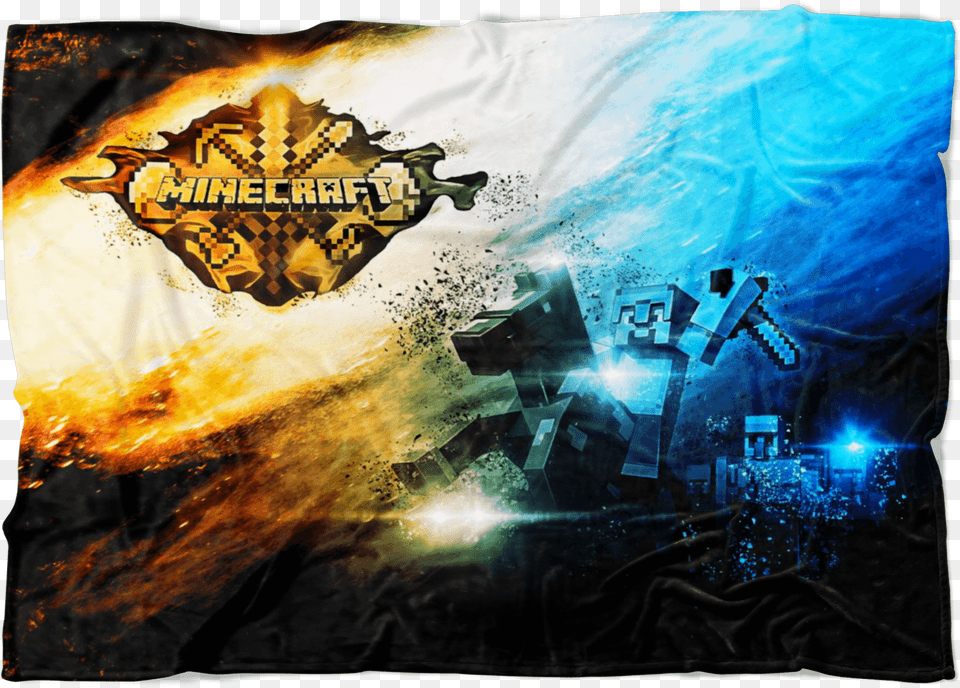 Minecraft Fleece Blanket Steve Diamond Sword Commando Black Art Paint, Concert, Crowd, Person, Flare Png Image