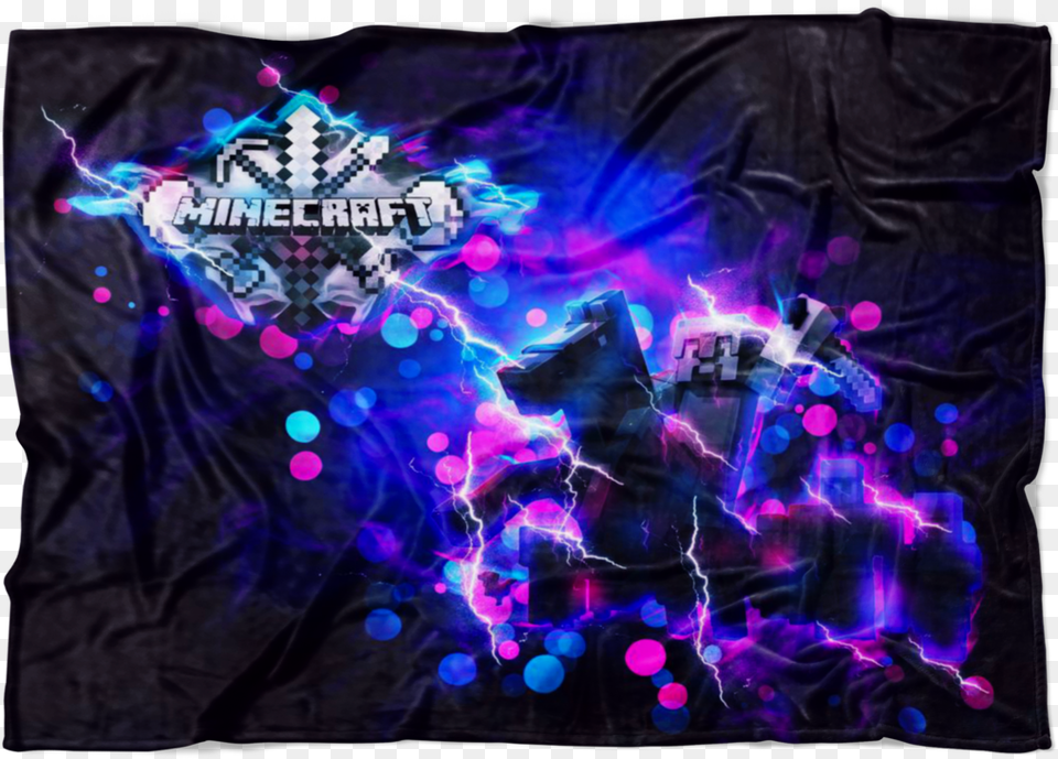 Minecraft Fleece Blanket Steve Diamond Sword Energy Black Duvet, Purple, Pattern, Light, Accessories Png Image