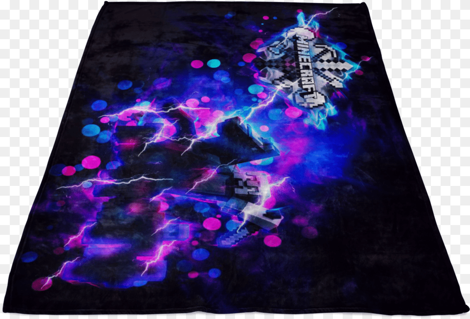 Minecraft Fleece Blanket Steve Diamond Sword Energy Black Placemat, Home Decor, Purple, Rug Png Image