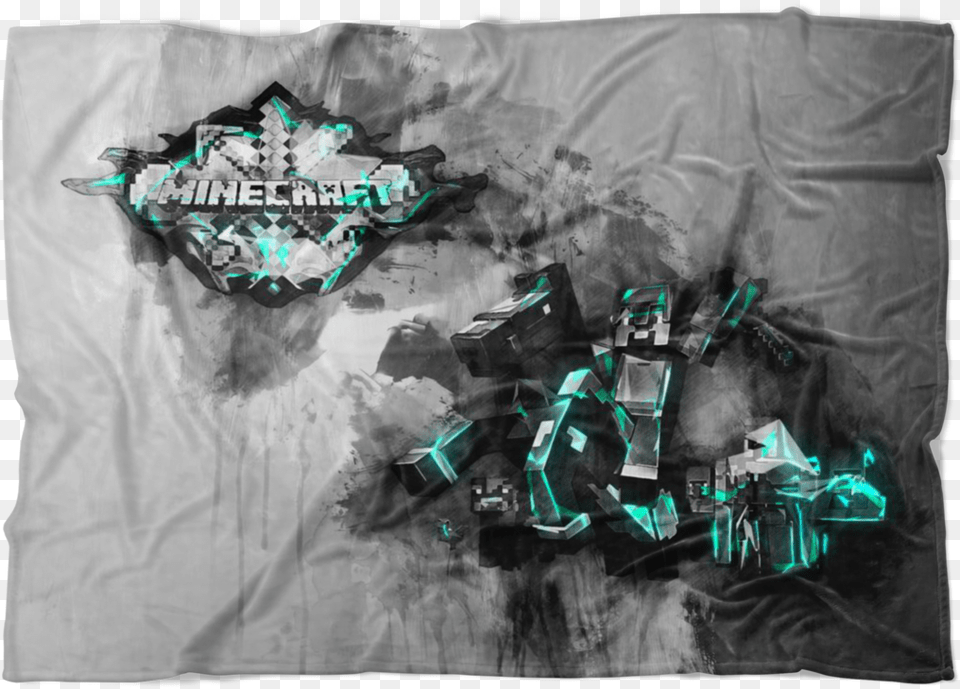 Minecraft Fleece Blanket Steve Diamond Sword Flex Grey Sketch, Art, Graphics, Painting, Robot Free Png Download