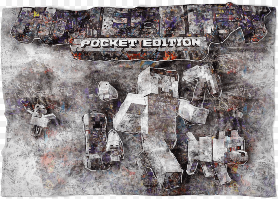 Minecraft Fleece Blanket Street Art Grey Blanket Visual Arts, Collage, Painting Free Png