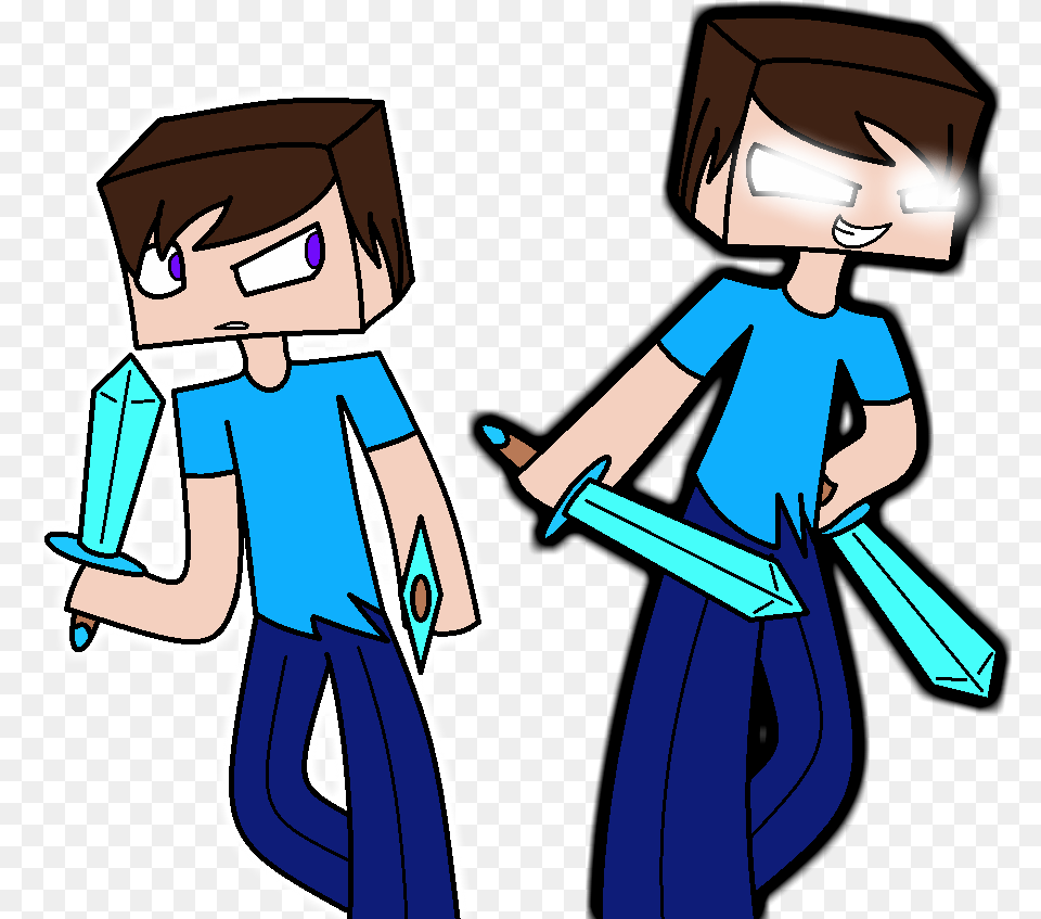 Minecraft Herobrine And Steve By Spectrumrarity Minecraft Herobrine Cartoon, Publication, Book, Comics, Adult Free Transparent Png