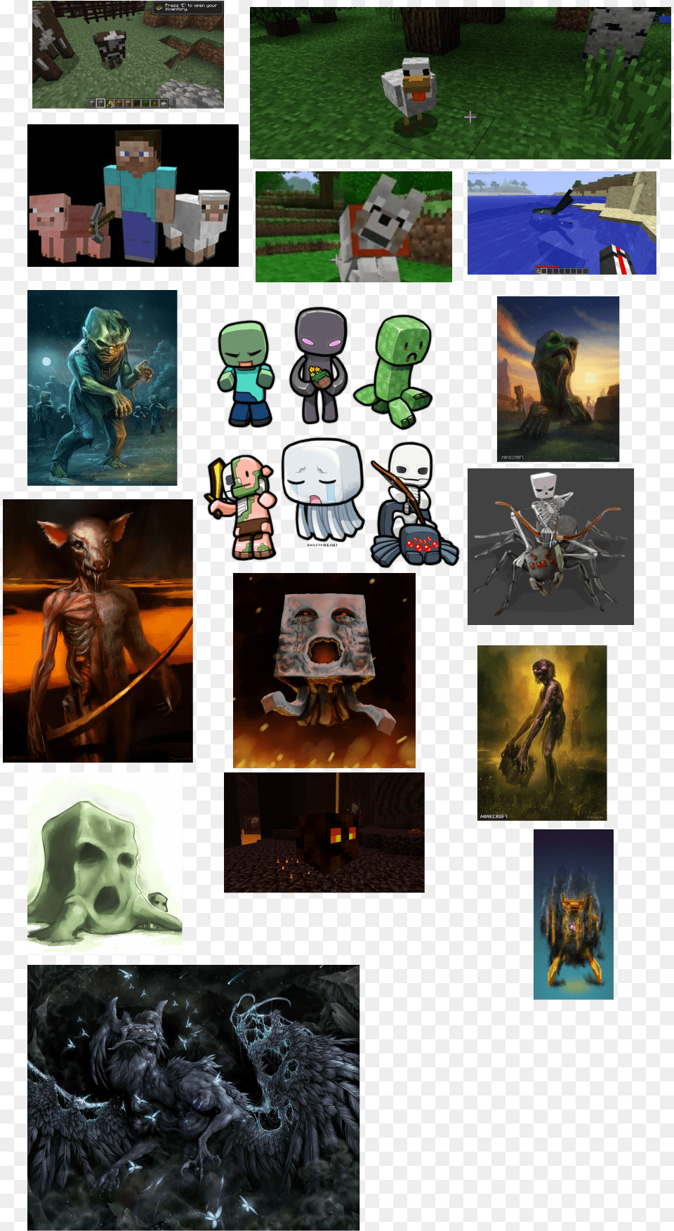 Minecraft Herobrine Collage, Art, Adult, Person, Man Png Image