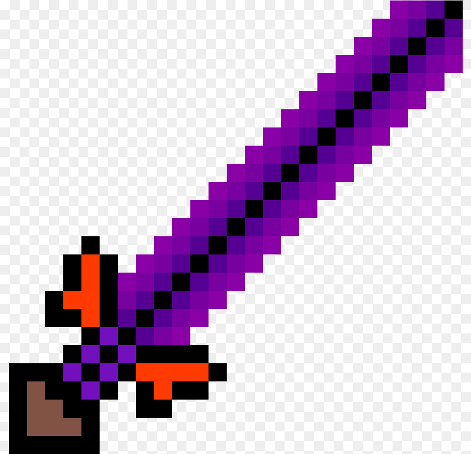 Minecraft Obsidian Sword Sword Pixel Art, Purple, Weapon Png Image