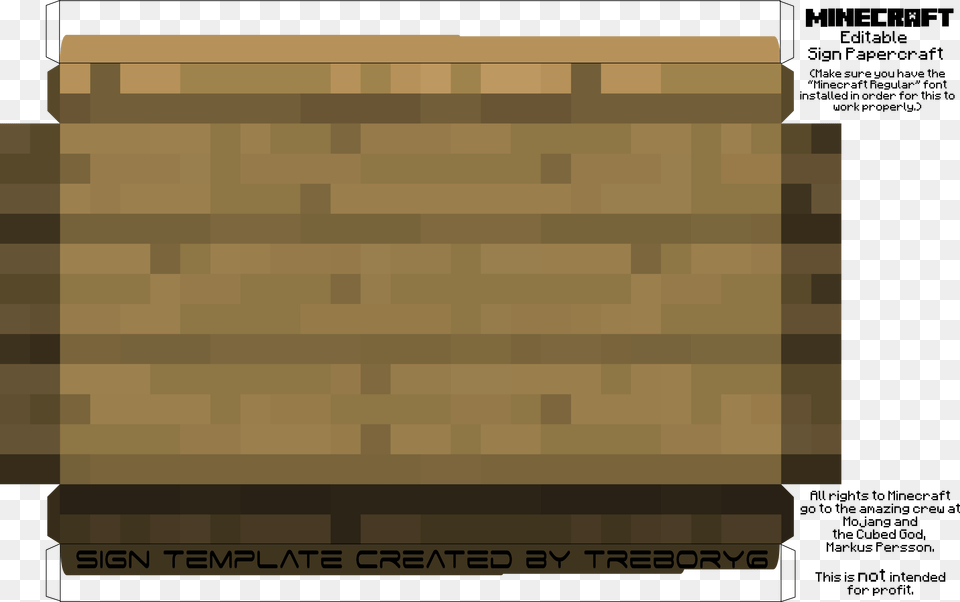 Minecraft Papercraft Life Size Sign, Wood, Text Free Png