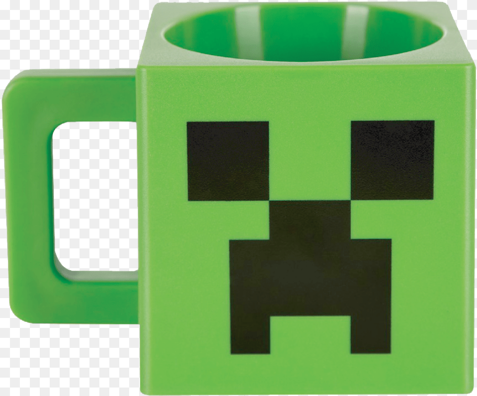 Minecraft Plastic Creeper Face Mug Minecraft Creeper Face, Cup, Pottery, Beverage, Coffee Free Png Download