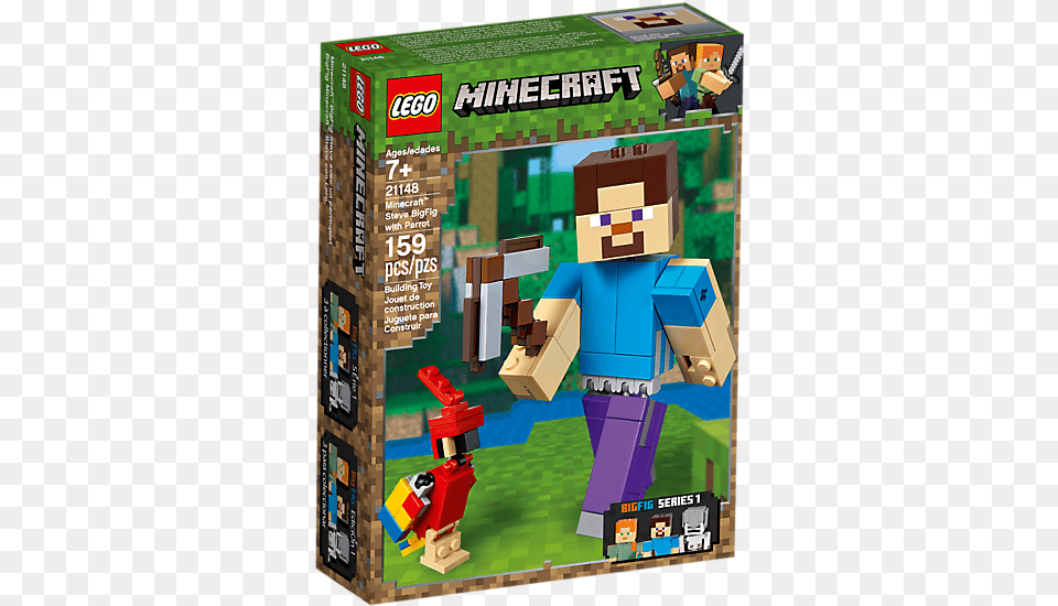 Minecraft Steve Bigfig With Parrot Minecraft Free Png Download