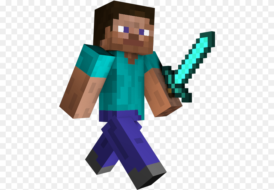 Minecraft Steve Holding Diamond Sword, Pinata, Toy Free Png Download