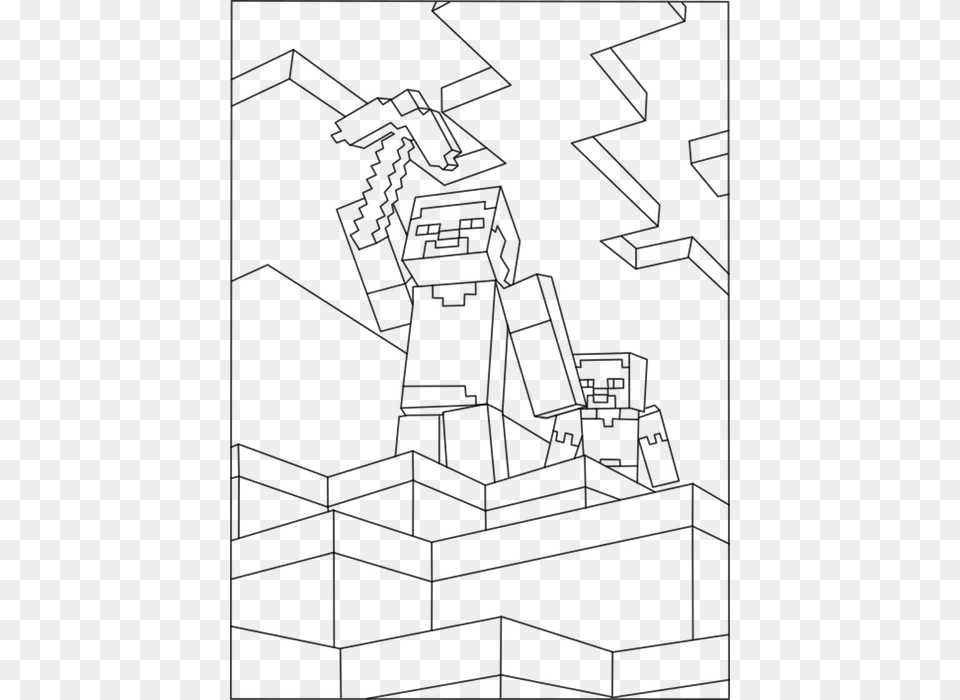 Minecraft Steve Minecraft Coloring Pages Steve And Alex, Gray Free Png Download