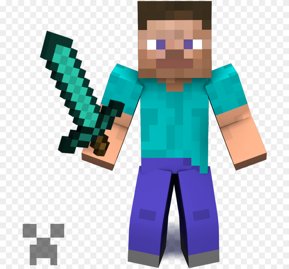 Minecraft Steve Sword Smashified By Obsessor On Minecraft Theme Guitar Tabs, Person Free Png Download
