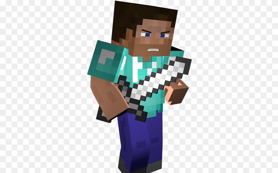 Minecraft Steve With Iron Sword, Chess, Game Free Png Download