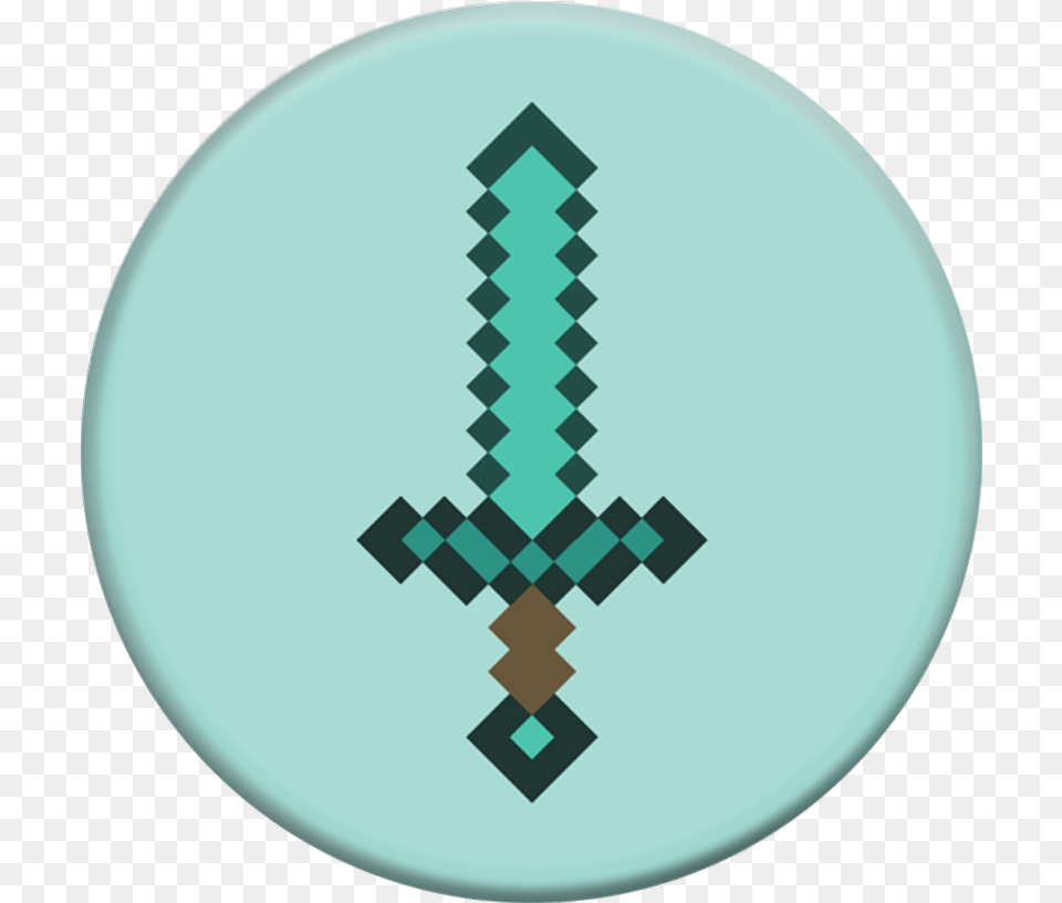 Minecraft Sword Popsockets Grips Minecraft Diamond Sword, Pattern, Turquoise, Embroidery, Stitch Free Png