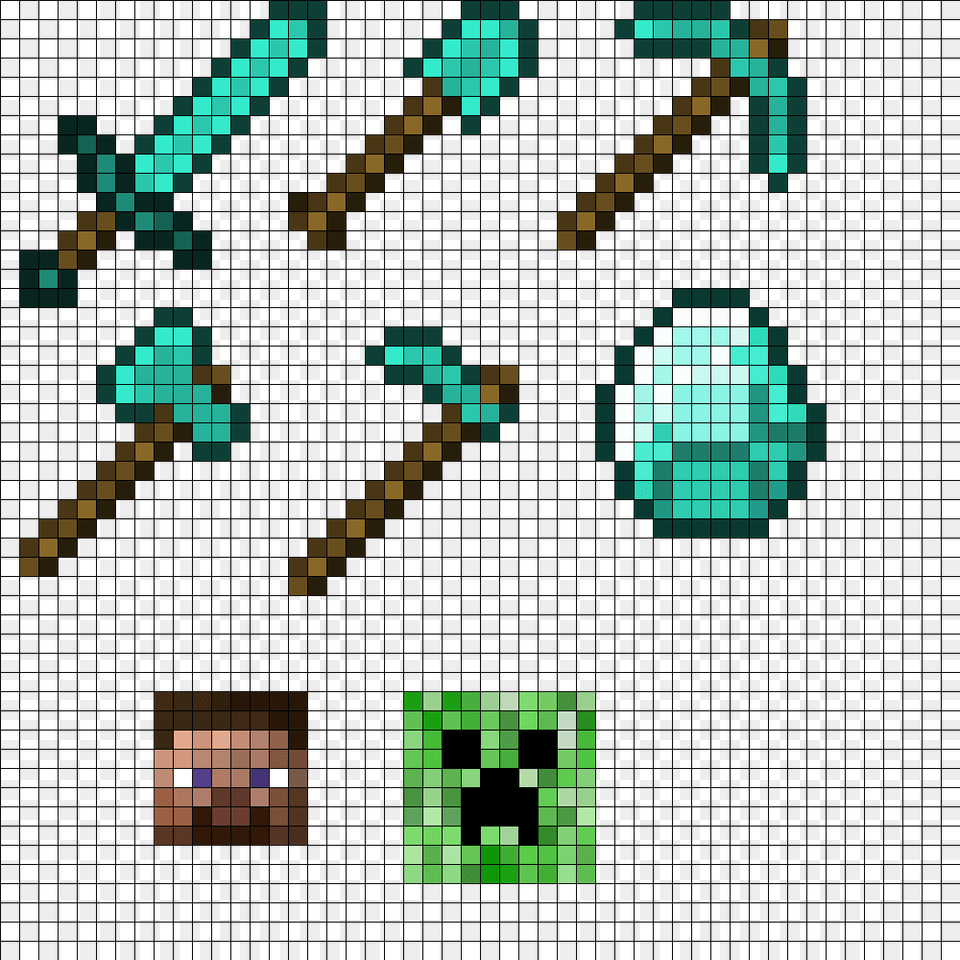 Minecraft Tool Set Perler Bead Pattern Bgelperlen Vorlage Von Minecraft Free Transparent Png