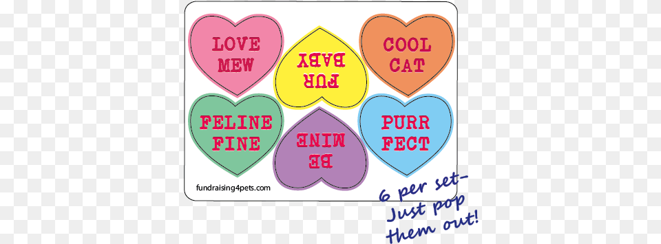 Mini Candy Heart Magnets 6pk Cat New Girly, Text Png Image