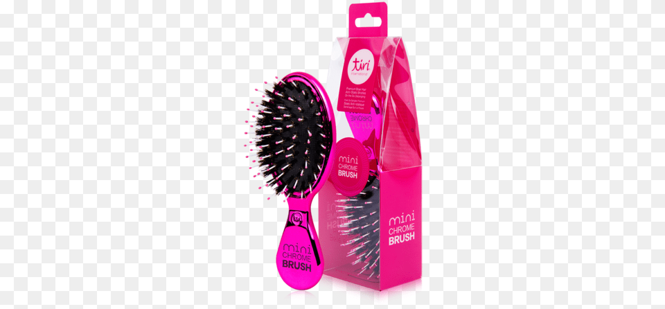 Mini Chrome Boar Bristle No Frizz Paddle Brush Pink Brushes Amp Combs By Tiri Pink Chrome No Frizz, Device, Tool, Bottle Png Image