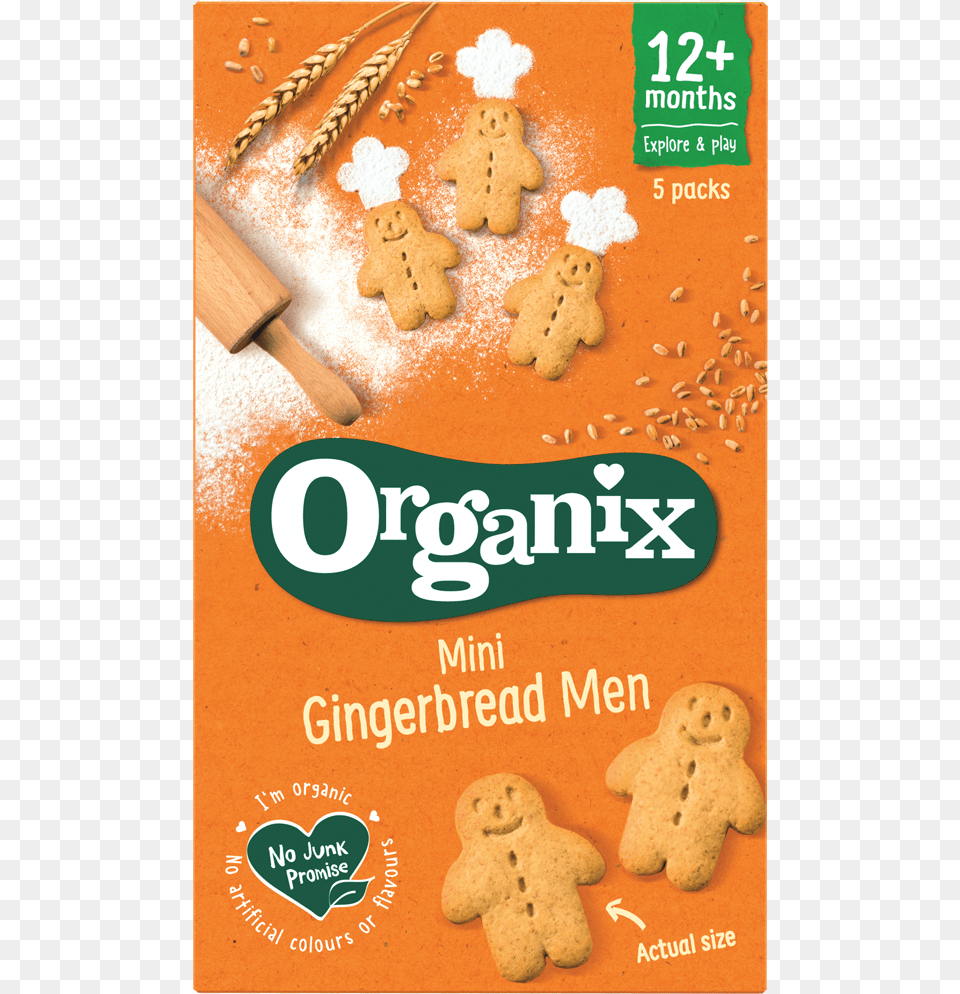 Mini Gingerbread Men Biscuits Organix Melty Veggie Sticks, Food, Sweets, Bread, Cracker Free Png Download