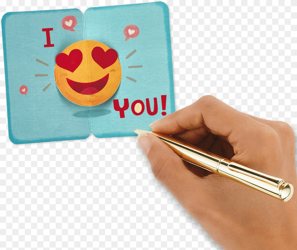 Mini Heart Eyes Emoji Pop Up Love Greeting Card, Credit Card, Text Png Image