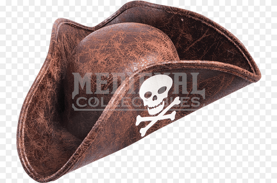 Mini Jolly Roger Hat Brown Mini Pirate Tricorn Hat Skull Crossbones Unisex, Clothing, Cowboy Hat, Helmet Free Png Download