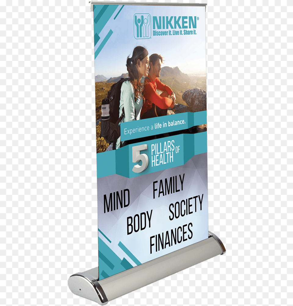 Mini Retractable Banner Stand Banner, Advertisement, Poster, Adult, Female Png Image