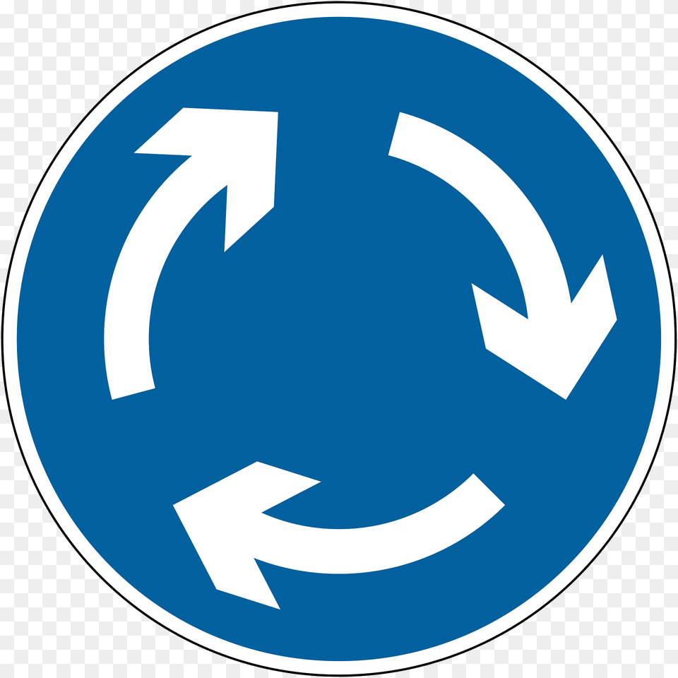 Mini Roundabout Give Way To Traffic From The Immediate Right Clipart, Symbol, Recycling Symbol, Sign, Disk Free Transparent Png