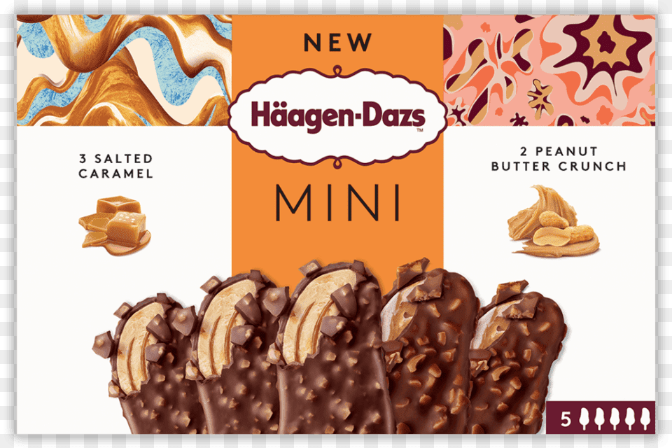 Mini Salted Caramel Peanut Butter Crunch Shn Haagen Dazs Salted Caramel Minis, Cream, Dessert, Food, Ice Cream Png Image