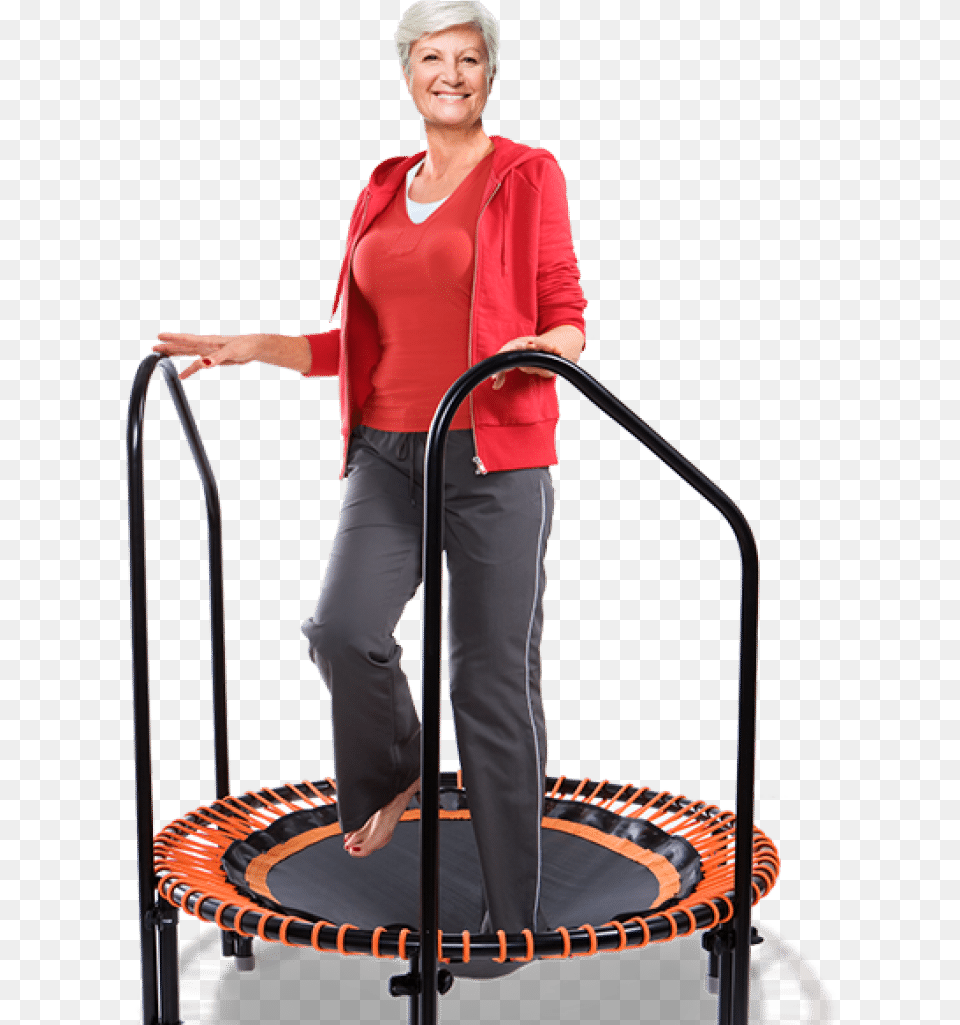 Mini Trampoline For An Elderly Person Old Woman On Trampoline, Sleeve, Clothing, Long Sleeve, Pants Free Png