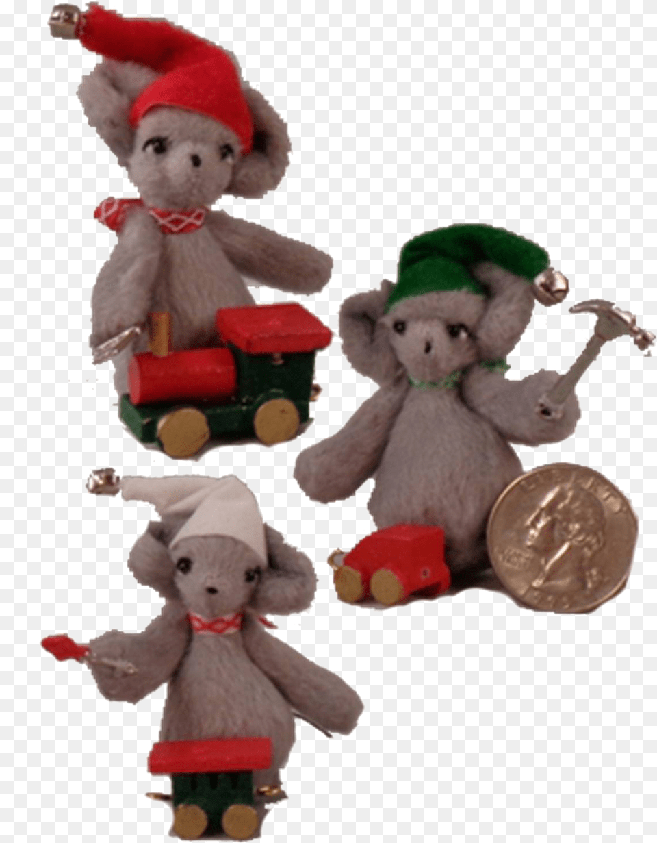 Miniature Artist Teddy Bear Mice Toymaker Christmas Christmas Elf, Plush, Toy, Nature, Outdoors Png Image