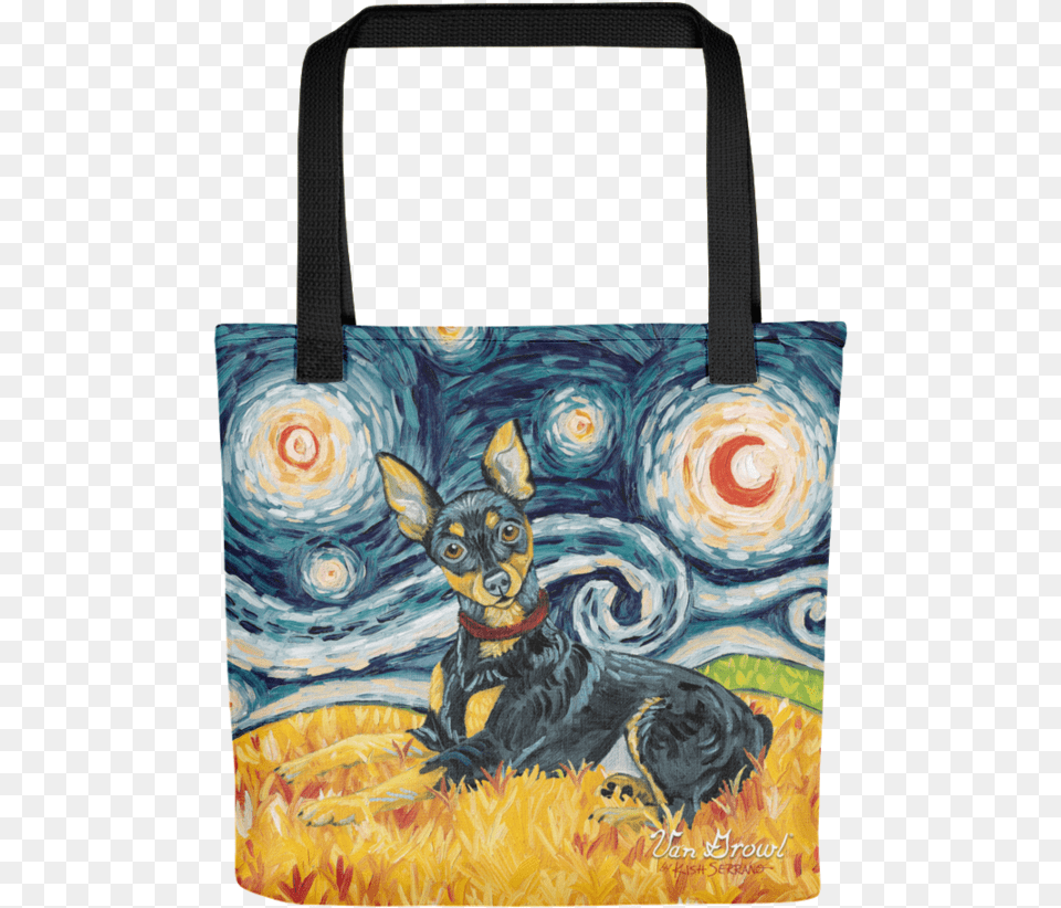 Miniature Pinscher Starry Night Tote Van Growl Westie On A Starry Night, Accessories, Purse, Handbag, Bag Png Image