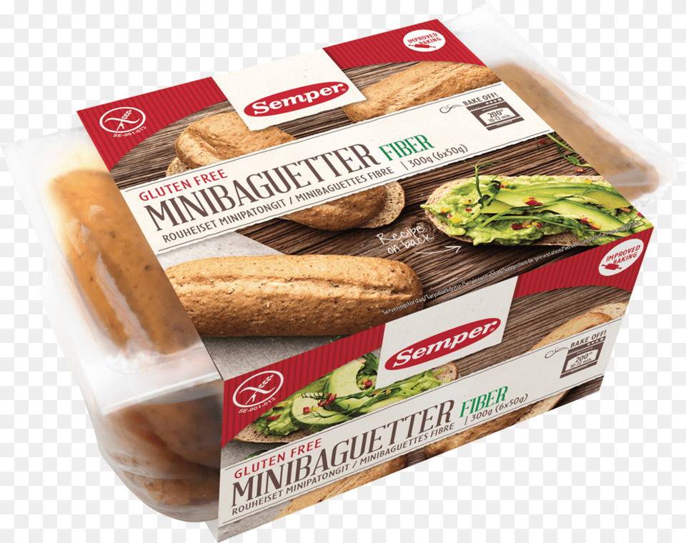 Minibaguetter Fiber 6x6x50g Semper Minibaguetter, Food, Lunch, Meal, Bread Png Image