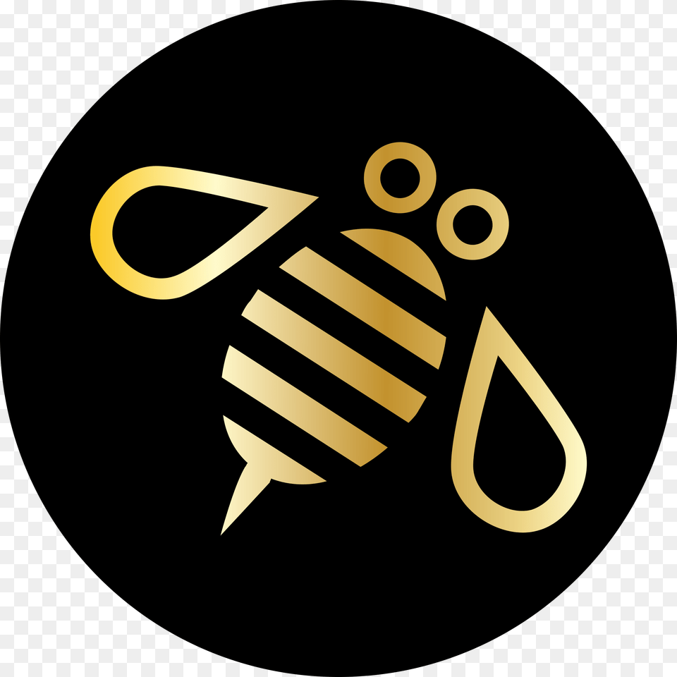 Minimal Bee Or Bumblebee In Gold On A Black Circle Schwarmen Instagram, Animal, Honey Bee, Insect, Invertebrate Png