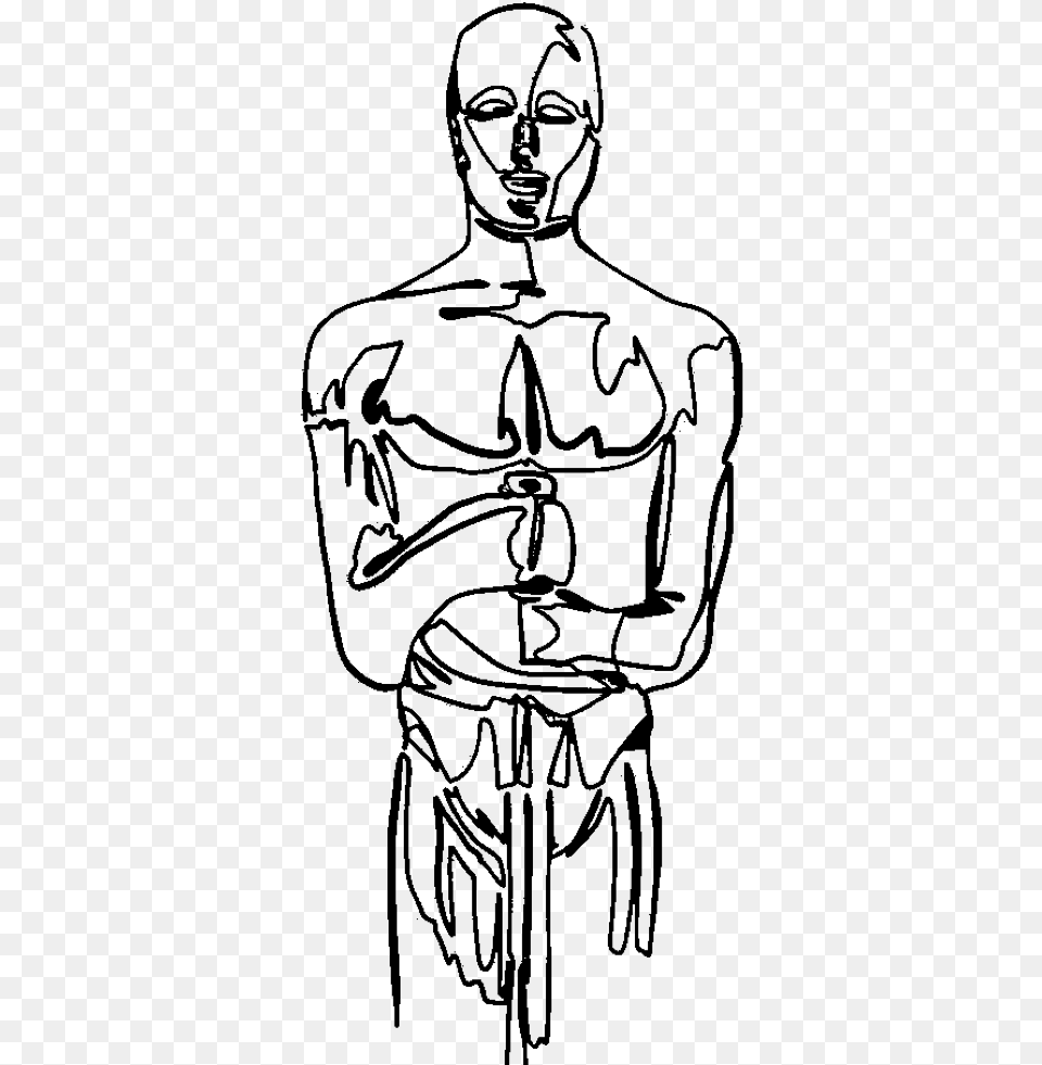 Minimal Minimalistic Black White Oscars Aesthetic Estatuilla Del Oscar Dibujo, Gray Png Image