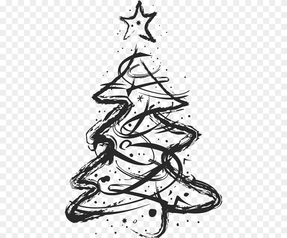 Minimalist Christmas Tree Drawing, Christmas Decorations, Festival Png Image