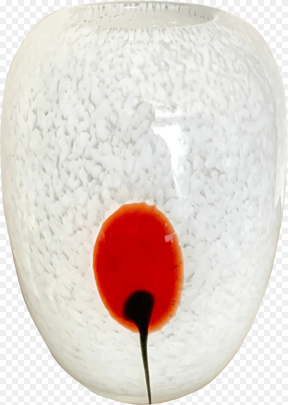Minimalist Modern White Speckle Art Glass Vase With Red Flower Wine Glass, Jar, Pottery, Cooking Free Png Download