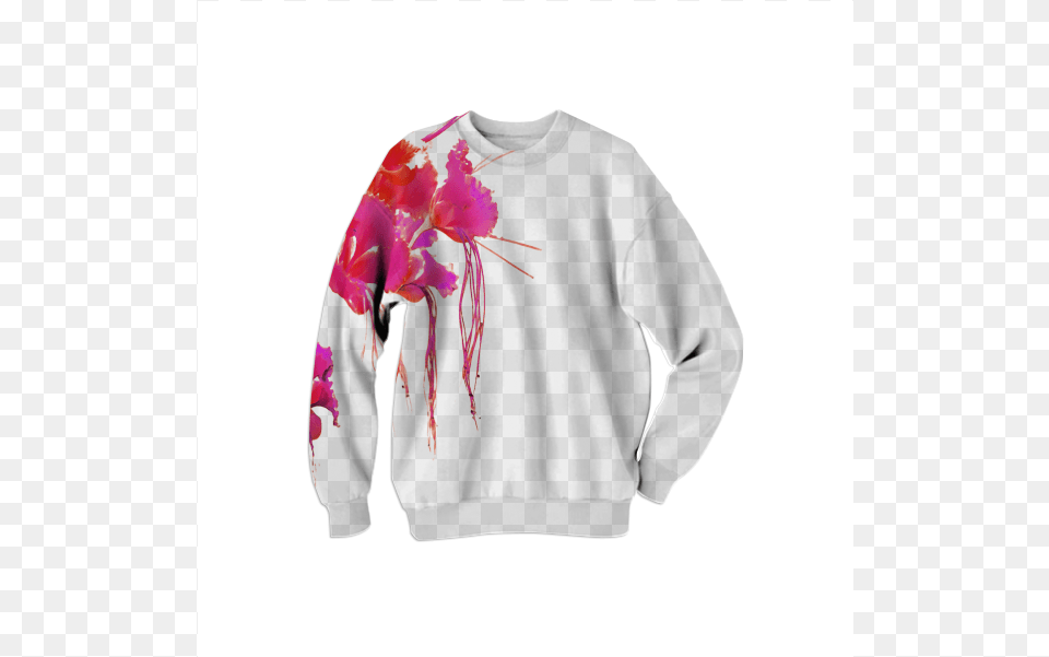 Minimalistic Floral Print Sweatshirt 68 Moth Orchid, Clothing, Hoodie, Knitwear, Long Sleeve Png