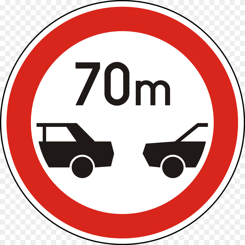 Minimum Safe Following Distance Between Vehicles Sign In Hungary Clipart, Symbol, Road Sign Free Transparent Png