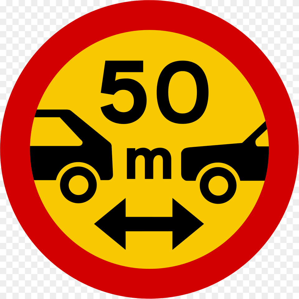 Minimum Safe Following Distance Between Vehicles Sign In Iceland Clipart, Symbol, Road Sign Png