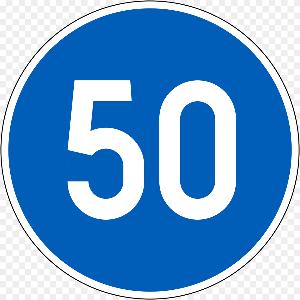 Minimum Speed Limit Sign In Finland Clipart, Symbol, Number, Text, Disk Png Image