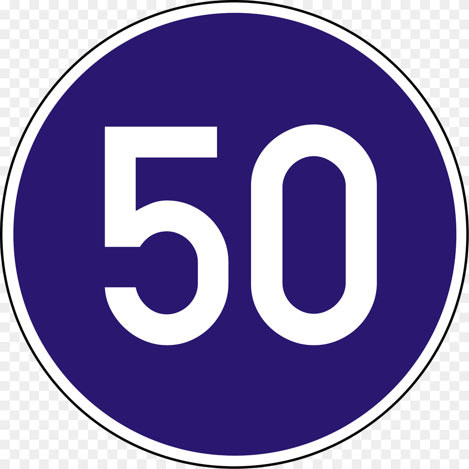 Minimum Speed Limit Sign In Hungary Clipart, Number, Symbol, Text, Disk Png