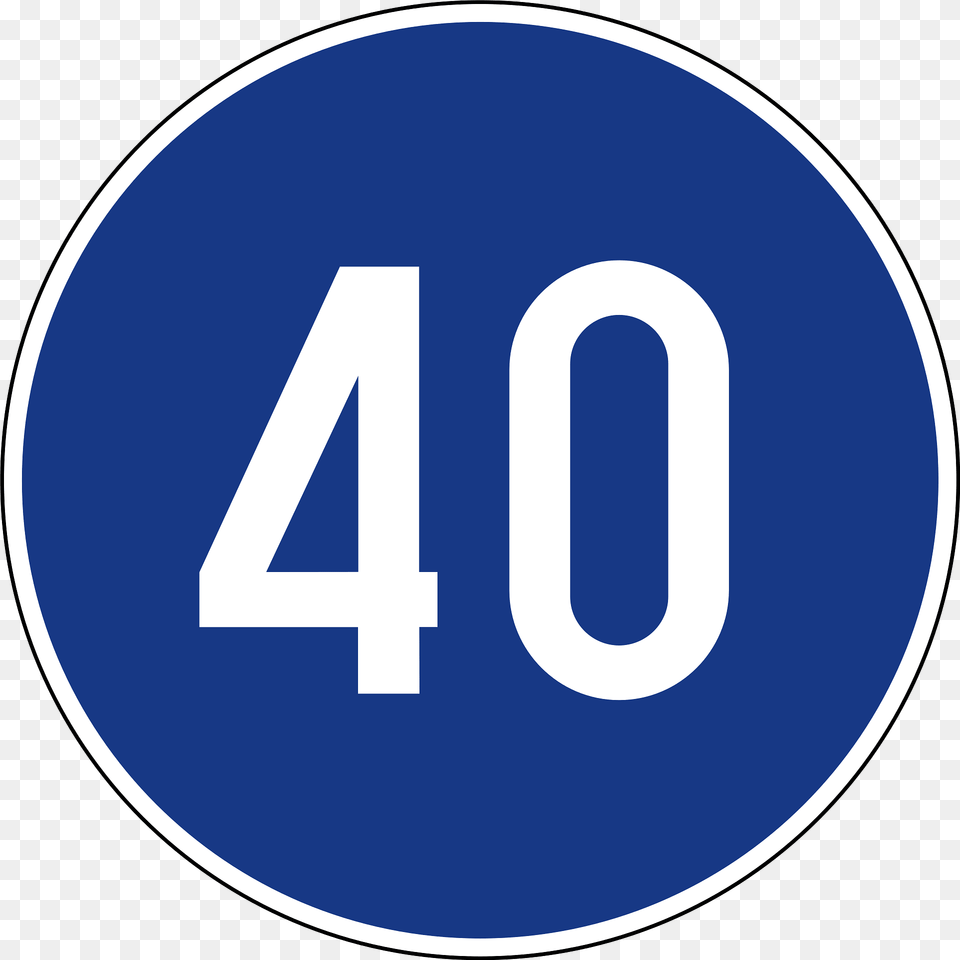 Minimum Speed Limit Sign In Slovenia Clipart, Symbol, Disk, Text, Number Free Png