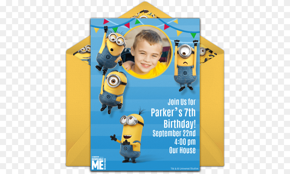 Minion Birthday Invitation Card Template, Advertisement, Poster, Boy, Child Png Image