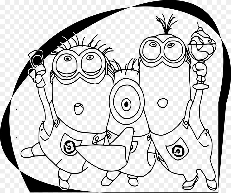 Minion Party Coloring, Gray Free Transparent Png