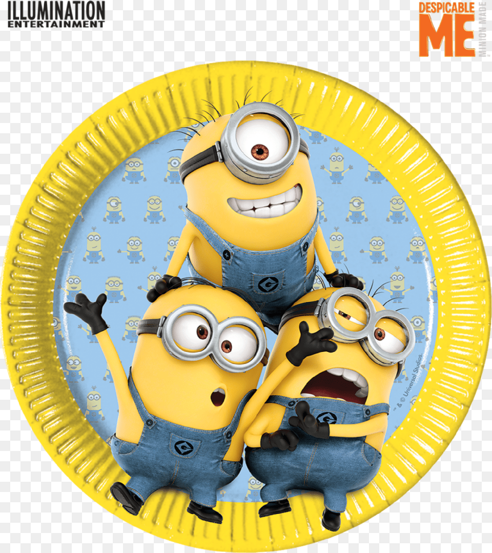 Minions Paper Plates Partyware Set Of 8 Minions Plates, Toy, Food, Meal, Baby Free Png