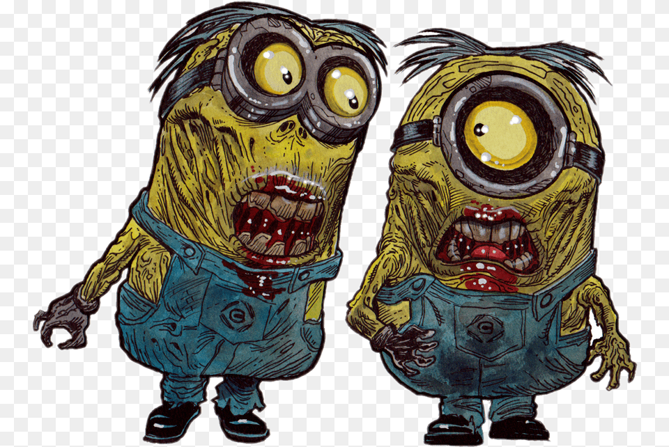 Minions Zombie Minionnn Image Download Mentahan Minion Zombie, Person, Art, Painting, Face Free Png