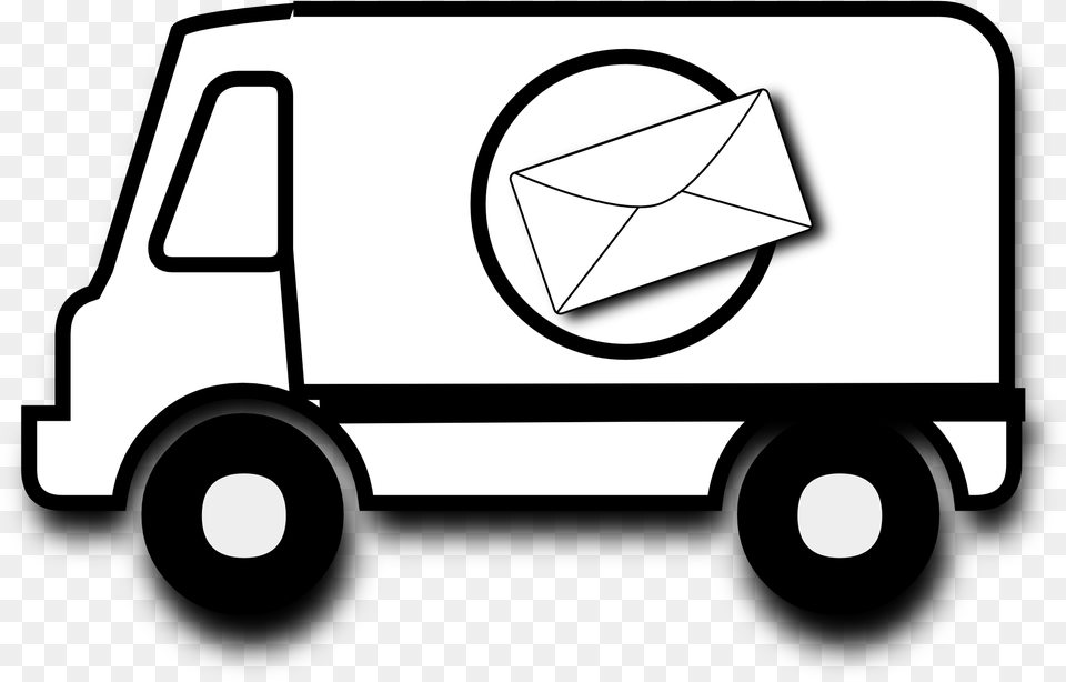 Minivan Clipart Black And White Mail Van Clipart Black And White, Moving Van, Transportation, Vehicle Png Image
