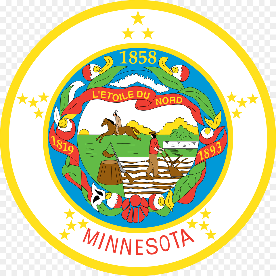 Minnesota State Seal Minnesota State Flag, Logo, Person, Emblem, Symbol Png Image