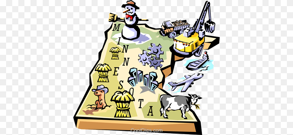 Minnesota Vignette Map Royalty Vector Clip Art Illustration, Animal, Mammal, Livestock, Cow Free Transparent Png