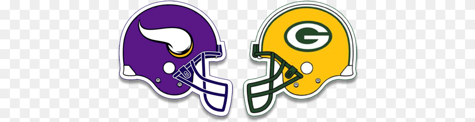 Minnesota Vikings Amp Greenbay Packers Vikings Vs Packers Helmets, American Football, Football, Football Helmet, Helmet Png