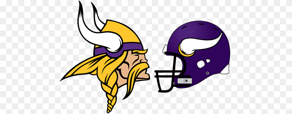 Minnesota Vikings Clipart Group With Items, Helmet, American Football, Playing American Football, Person Free Png Download