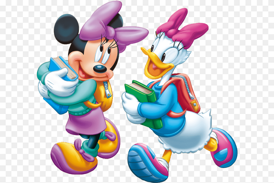 Minnie Daisy Together Clipart Mickey Mouse In School, Art, Graphics, Toy, Baby Free Png