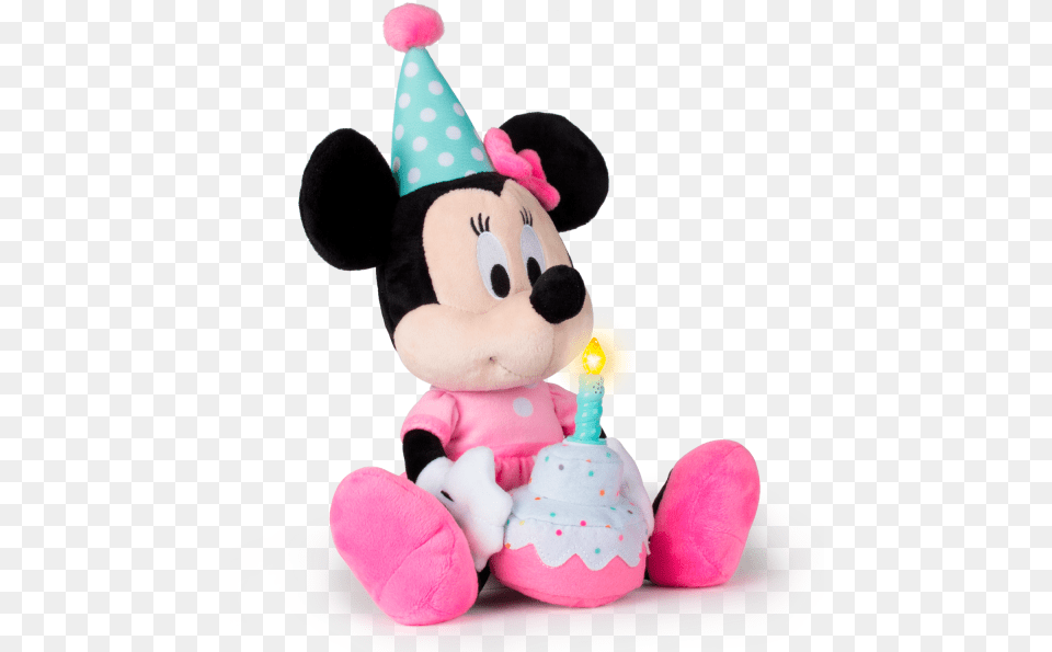 Minnie Happy Birthday Imc Toys Happy Birthday Minnie Mouse Plush, Clothing, Hat, Party Hat, Birthday Cake Free Png Download